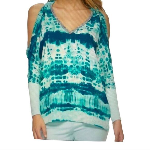 JUICY COUTURE Tie Dye Cold Shoulder Dolman Blouse - Picture 1 of 8